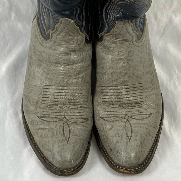 Tony Lama Men’s Gray Western Cowboy Boots Size 7 B Style 8086 - Picture 6 of 16